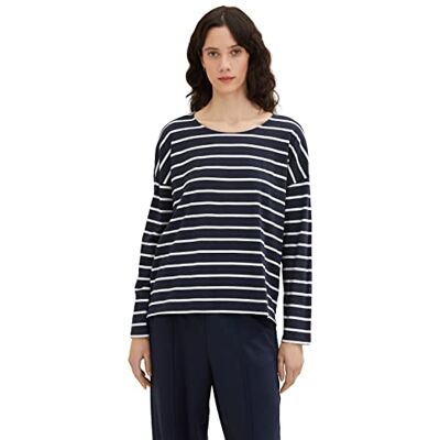 TOM TAILOR Damer Långärmad T-shirt 1037012, 31540 Navy Offwhite Stripe, XXS TOM TAILOR Damer Långärmad T-shirt 1037012, 31540 Navy Offwhite Stripe, XXS