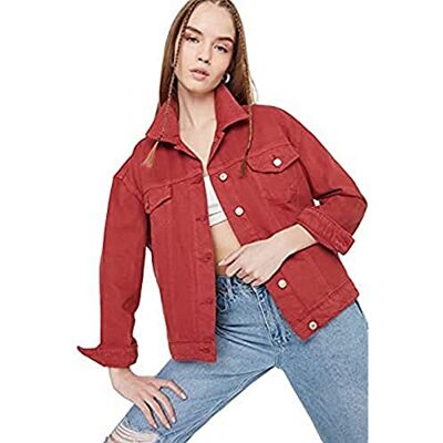 Trendyol Denimjacka, vinröd, Burgund, M Trendyol Denimjacka, vinröd, Burgund, M