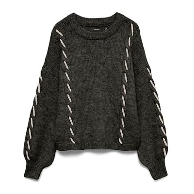 VERO MODA Vmilina Ls O-hals handstygn tröja, Torv, XS VERO MODA Vmilina Ls O-hals handstygn tröja, Torv, XS