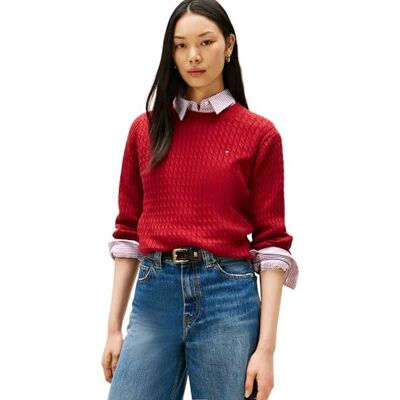 Tommy Hilfiger dam CO kabel fin GG C-NK LS SWT WW0WW44993 pullover tröja, röd, XXXL, Röd (Regatta röd), 3XL More Lång Tommy Hilfiger dam CO kabel fin GG C-NK LS SWT WW0WW44993 pullover tröja, röd, XXXL, Röd (Regatta röd), 3XL More Lång