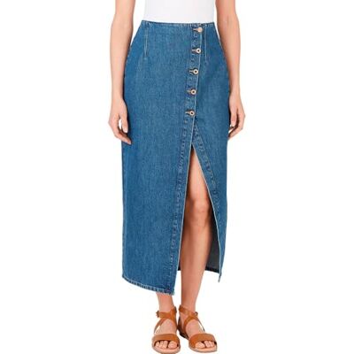 Pepe Jeans dam MIDI SKIRT HW SLIT kjol, blå (DENIM), L, Blå (denim), L Pepe Jeans dam MIDI SKIRT HW SLIT kjol, blå (DENIM), L, Blå (denim), L