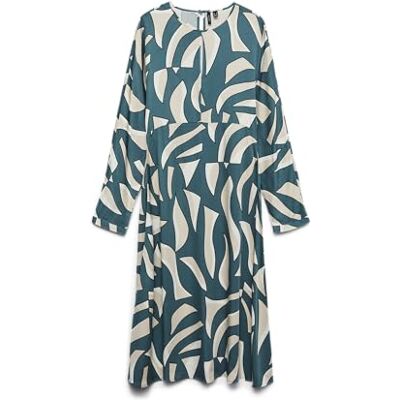 VERO MODA Vmcindy Regina Ls Wide Calf Dress WVN Ga, Medelhavet, S VERO MODA Vmcindy Regina Ls Wide Calf Dress WVN Ga, Medelhavet, S