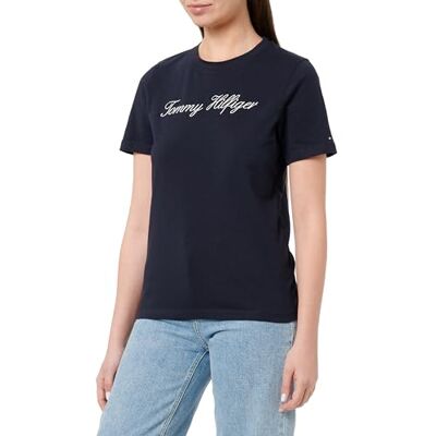 Tommy Hilfiger dam NOS SCRIPT REGULAR C-NK SS WW0WW4345902G001, BLÅ (Nos Desert Sky), XXS, Blå (Nos Desert Sky), XXS Tommy Hilfiger dam NOS SCRIPT REGULAR C-NK SS WW0WW4345902G001, BLÅ (Nos Desert Sky), XXS, Blå (Nos Desert Sky), XXS