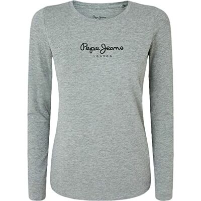 Pepe Jeans Damer New Virginia Ls T-shirt, Grå (grå marmor), XL Pepe Jeans Damer New Virginia Ls T-shirt, Grå (grå marmor), XL