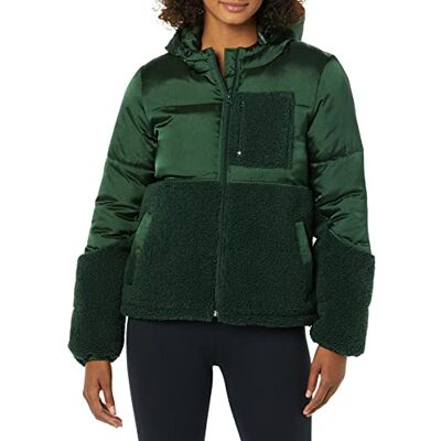 Amazon Essentials Sherpa Puffer jacka för kvinnor, mörkgrön glansig, XX-Large Amazon Essentials Sherpa Puffer jacka för kvinnor, mörkgrön glansig, XX-Large