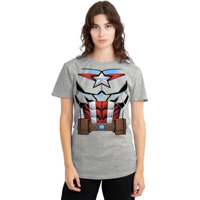 CAPTAIN AMERICA kostym dam t-shirt, atletisk ljung, XX-Large, Atletisk Heather, XXL CAPTAIN AMERICA kostym dam t-shirt, atletisk ljung, XX-Large, Atletisk Heather, XXL