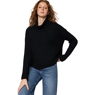 Trendyol FeMan överdimensionerad basic polokrage stickad tröja, svart, S, Svart, S Trendyol FeMan överdimensionerad basic polokrage stickad tröja, svart, S, Svart, S