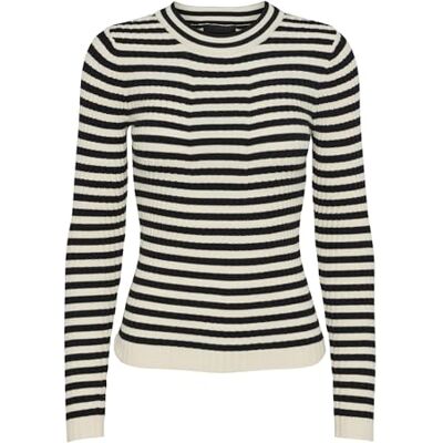 PIECES Pccrista O-hals stickad Noos Bc pullover tröja, svart/ränder: med björkränder M, S UK, Svart/ränder: med björkränder M, S PIECES Pccrista O-hals stickad Noos Bc pullover tröja, svart/ränder: med björkränder M, S UK, Svart/ränder: med björkränder M, S