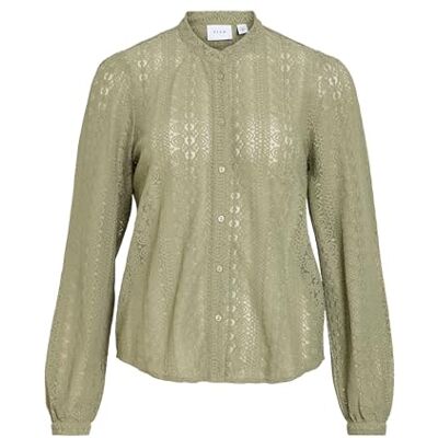 Vila Dam Vichikka Lace L/S Shirt-Noos blus, Oljegrön, S Vila Dam Vichikka Lace L/S Shirt-Noos blus, Oljegrön, S