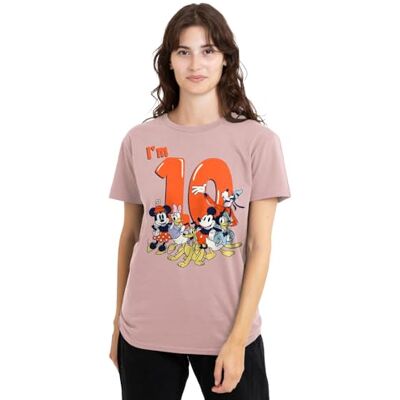 Mickey Mouse mandarin creative ltd Musse Pigg vänner vintage grupp 10:e födelsedag skjorta dam t-shirt, rosa, X-Large, Rosa, XL Mickey Mouse mandarin creative ltd Musse Pigg vänner vintage grupp 10:e födelsedag skjorta dam t-shirt, rosa, X-Large, Rosa, XL