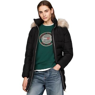Tommy Hilfiger dam arv dun tyra kappa med päls WW0WW43234 pufferrock, svart, L, svart (svart), L Tommy Hilfiger dam arv dun tyra kappa med päls WW0WW43234 pufferrock, svart, L, svart (svart), L