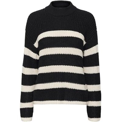 VERO MODA Bestseller A/S VMHILDA LS highneck GA NOOS tröja, svart/ränder: björk, S, Black/Stripes:birch, S VERO MODA Bestseller A/S VMHILDA LS highneck GA NOOS tröja, svart/ränder: björk, S, Black/Stripes:birch, S