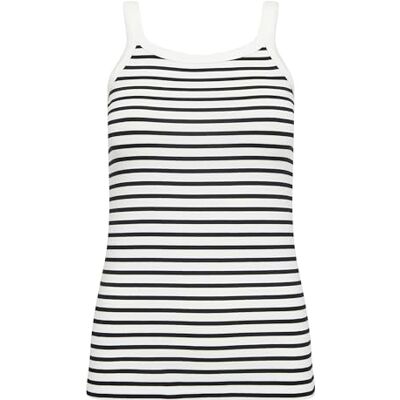 KAFFE Dam tanktopp Scoop Neck Slim Fit Striped Sleeveless Thin Rems, Krita/svart rand, M KAFFE Dam tanktopp Scoop Neck Slim Fit Striped Sleeveless Thin Rems, Krita/svart rand, M