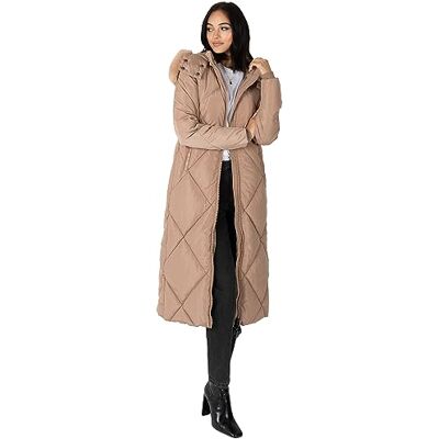Lovedrobe Vinterjacka för kvinnor damkappa puffer avtagbar fuskpäls huva fickor quiltad vadderad lång puffa ytterkläder, Mink, 46 Lovedrobe Vinterjacka för kvinnor damkappa puffer avtagbar fuskpäls huva fickor quiltad vadderad lång puffa ytterkläder, Mink, 46