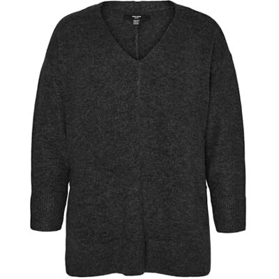 VERO MODA CURVE dam Vmcfiluca Ls V-NCK Long Pull Ga Cur Noos tröja, svart, 48-50 plus size VERO MODA CURVE dam Vmcfiluca Ls V-NCK Long Pull Ga Cur Noos tröja, svart, 48-50 plus size
