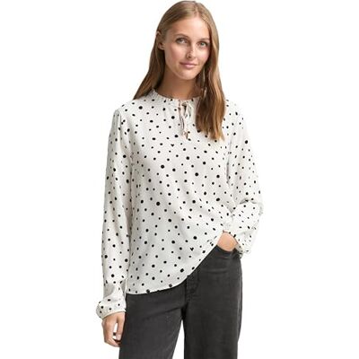 TOM TAILOR Denim damblus, 39002 – Liten offwhite svart prickigt tryck, XL TOM TAILOR Denim damblus, 39002 – Liten offwhite svart prickigt tryck, XL