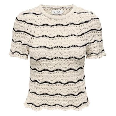 ONLY Dam Onlannasofia Life Ss Stripe O-Neck KNT, Björk, XS ONLY Dam Onlannasofia Life Ss Stripe O-Neck KNT, Björk, XS
