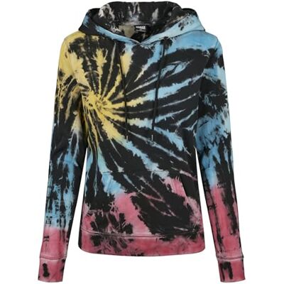 Urban Classics Damhuvtröja dam slips dye huvtröja sweatshirt med huva, svart, XS Urban Classics Damhuvtröja dam slips dye huvtröja sweatshirt med huva, svart, XS