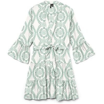 VERO MODA dam Vmmelba 3/4 kort bälte klänning WVN Ga Noos, Snövit, L VERO MODA dam Vmmelba 3/4 kort bälte klänning WVN Ga Noos, Snövit, L
