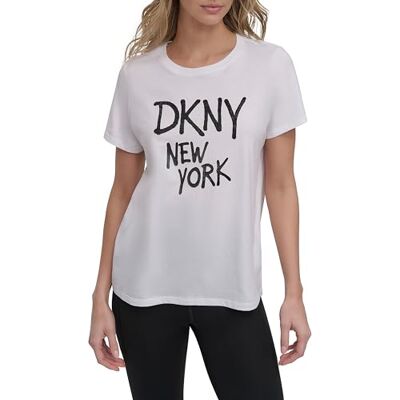 DKNY , damblus, RHSTN GRFTI LG SS TE, WHT/BLK, S, Vit och svart, S DKNY , damblus, RHSTN GRFTI LG SS TE, WHT/BLK, S, Vit och svart, S