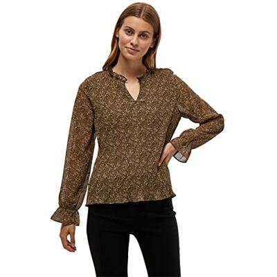 Minus Rikka, blus med V-ringning, 9338p Dark Olive Dot Print, 46 Minus Rikka, blus med V-ringning, 9338p Dark Olive Dot Print, 46