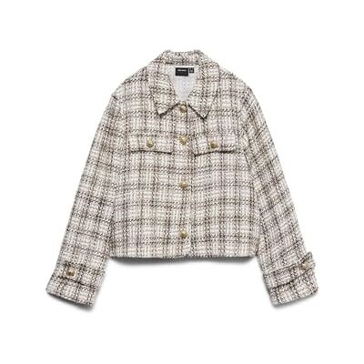 VERO MODA dam Vmziljacheck kort jacka, havregryn, l, Havregryn, L VERO MODA dam Vmziljacheck kort jacka, havregryn, l, Havregryn, L