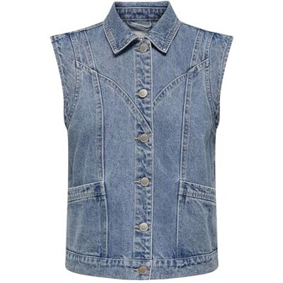 ONLY Dam jeansväst ONLKENNEDY jeansväst, Mellanblå denim, XL ONLY Dam jeansväst ONLKENNEDY jeansväst, Mellanblå denim, XL