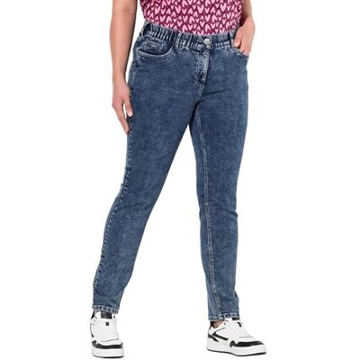 Ulla Popken dam jersey jeans Sarah, smala ben, komfortlinning jeans, Mörkblå denim, 32W / 32L Ulla Popken dam jersey jeans Sarah, smala ben, komfortlinning jeans, Mörkblå denim, 32W / 32L