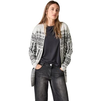 Cecil mönstrad kofta, Mjuk silvermelerad, XXL Cecil mönstrad kofta, Mjuk silvermelerad, XXL