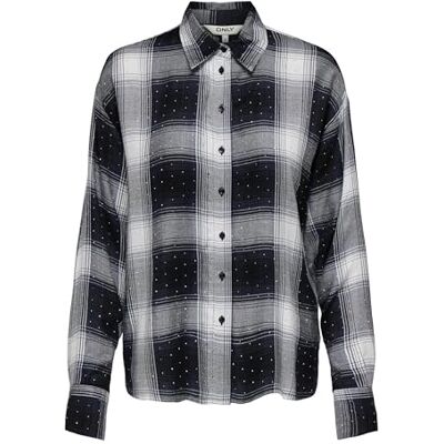 ONLY Onlriley Life Ls Rhinest Check Shirt WVN, Molndansare, XS ONLY Onlriley Life Ls Rhinest Check Shirt WVN, Molndansare, XS