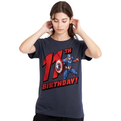 CAPTAIN AMERICA födelsedag 11 dam t-shirt, djup marinblå, XX-Large, Djup marinblå, XXL CAPTAIN AMERICA födelsedag 11 dam t-shirt, djup marinblå, XX-Large, Djup marinblå, XXL