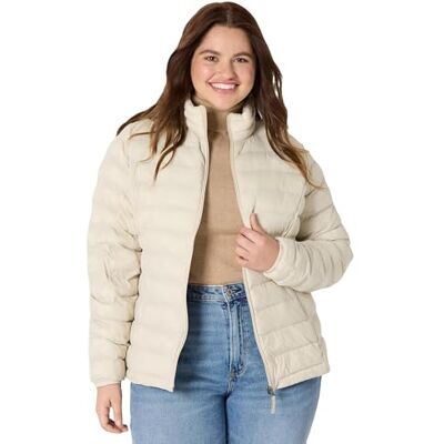 Amazon Essentials lättviktig långärmad vattentålig pufferjacka för kvinnor (finns i plusstorlek), sten, XX-Large Amazon Essentials lättviktig långärmad vattentålig pufferjacka för kvinnor (finns i plusstorlek), sten, XX-Large
