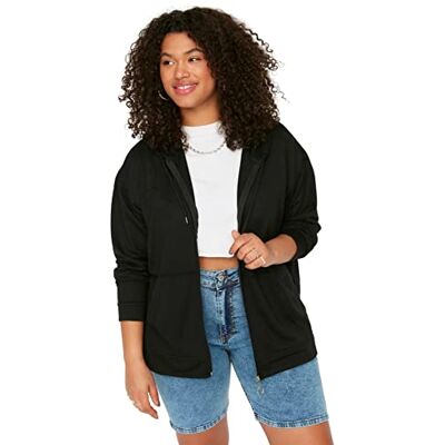 Trendyol Kvinnor plus size oversize basic huva stickad plusstorlek tröja, svart, 2XL, Svart, XXL stor Trendyol Kvinnor plus size oversize basic huva stickad plusstorlek tröja, svart, 2XL, Svart, XXL stor