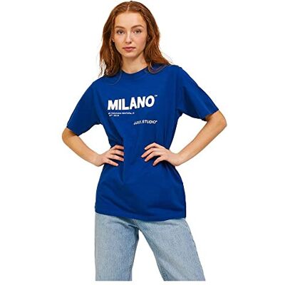 JJXX JACK & JONES Dam Jxbea Ss Relaxed Vint Tee Noos T-shirt, Sodalite blå/tryck: ljusvitt milano-tryck, L JJXX JACK & JONES Dam Jxbea Ss Relaxed Vint Tee Noos T-shirt, Sodalite blå/tryck: ljusvitt milano-tryck, L