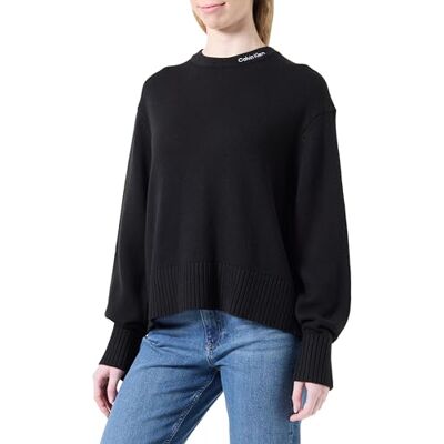 Calvin jeans dam logotyp Embro tröja J20J225073 pullover tröja, svart (k svart), XS, Svart (k svart), XS Calvin jeans dam logotyp Embro tröja J20J225073 pullover tröja, svart (k svart), XS, Svart (k svart), XS