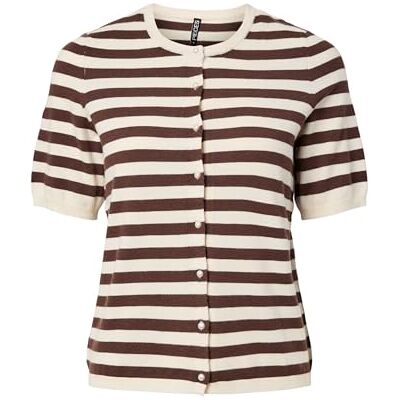 PIECES Pcorina Ss Stripe Knit Cardi Pwp Bc, Het fudge, M PIECES Pcorina Ss Stripe Knit Cardi Pwp Bc, Het fudge, M