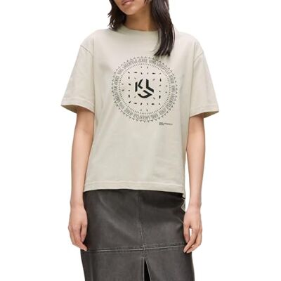 KARL LAGERFELD JEANS , Dam, Vanlig Kortärm Bandana T-Shirt, Vanlig Fit, Beige, M KARL LAGERFELD JEANS , Dam, Vanlig Kortärm Bandana T-Shirt, Vanlig Fit, Beige, M