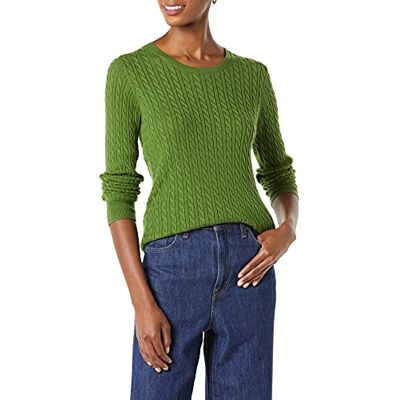 Amazon Essentials lättviktig långärmad kabeltröja med rund hals (finns i plusstorlek), grön, XX-Large Amazon Essentials lättviktig långärmad kabeltröja med rund hals (finns i plusstorlek), grön, XX-Large