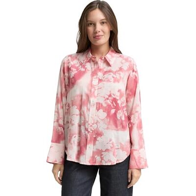 TOM TAILOR damblus, 39047 – Röd borstad blomma design, 44 TOM TAILOR damblus, 39047 – Röd borstad blomma design, 44