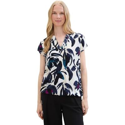 TOM TAILOR kortärmad blus för kvinnor med mönster, 35285 Mörkblå blommig design, 36 TOM TAILOR kortärmad blus för kvinnor med mönster, 35285 Mörkblå blommig design, 36