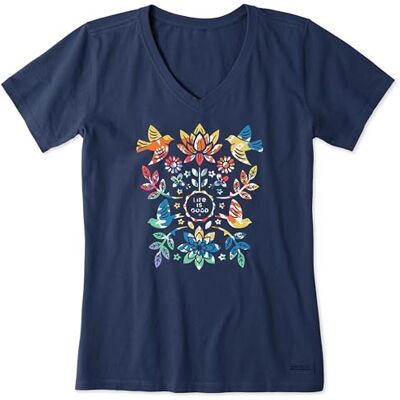 Life Is Good Dam Crusher Tee kortärmad bomull grafik t-shirts folk Art Garden Tie Dye, Djupmörkblå, XL Life Is Good Dam Crusher Tee kortärmad bomull grafik t-shirts folk Art Garden Tie Dye, Djupmörkblå, XL