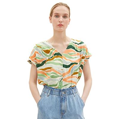 TOM TAILOR Damer Blus 1035256, 31122 Colorful Wavy Design, 32 TOM TAILOR Damer Blus 1035256, 31122 Colorful Wavy Design, 32