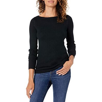 Amazon Essentials dam lättvikt ribbad långärmad båthals slim-fit tröja, svart, X-Large Amazon Essentials dam lättvikt ribbad långärmad båthals slim-fit tröja, svart, X-Large