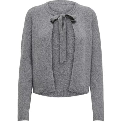 ONLY Onljessie Ls One String Cardi KNT, Medium grå melerad, S ONLY Onljessie Ls One String Cardi KNT, Medium grå melerad, S