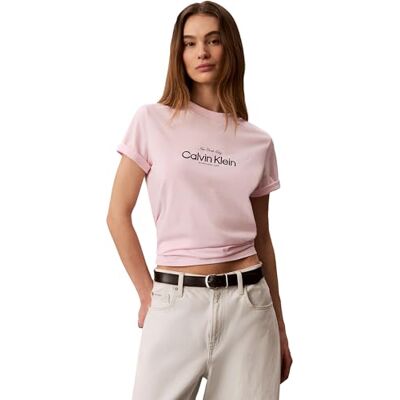 Calvin SS Classic CK NYC logo Tee Lv047f810g grafiska T-shirts, flerfärgade (rosa vagga), XS dam Calvin SS Classic CK NYC logo Tee Lv047f810g grafiska T-shirts, flerfärgade (rosa vagga), XS dam
