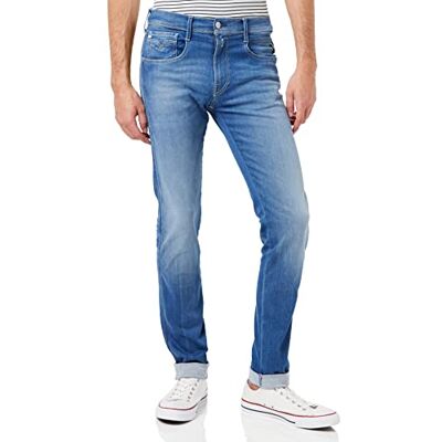 Replay Anbass återvunna jeans för män, 009 medium blå, 32W x 36L Replay Anbass återvunna jeans för män, 009 medium blå, 32W x 36L
