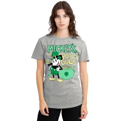 Mickey Mouse mandarin creative ltd Musse Pigg Friends St Patrick's Day Musse Pot o Gold Ladies T-shirt, Athletic Heather, Small, Atletisk Heather, S Mickey Mouse mandarin creative ltd Musse Pigg Friends St Patrick's Day Musse Pot o Gold Ladies T-shirt, Athletic Heather, Small, Atletisk Heather, S