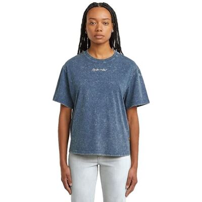 G-STAR dam tvättad G-skript R T Wmn T-shirt, Blå (Mid Blue Double Dye D26241-2653-h364), S G-STAR dam tvättad G-skript R T Wmn T-shirt, Blå (Mid Blue Double Dye D26241-2653-h364), S