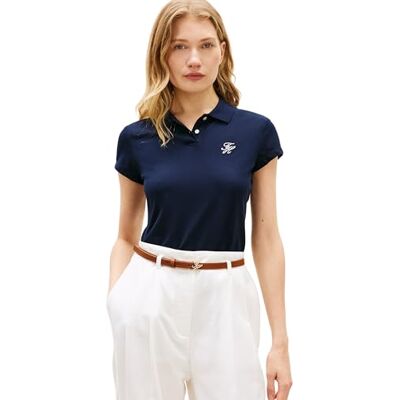 Tommy Hilfiger Th Script Slim Ss Polo WW0WW49259, blå, XS Tommy Hilfiger Th Script Slim Ss Polo WW0WW49259, blå, XS