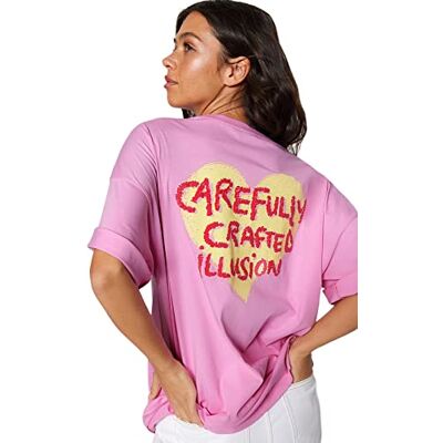 Trendyol dam överdimensionerad enkel rund hals stickad t-shirt, rosa, S, Rosa, S Trendyol dam överdimensionerad enkel rund hals stickad t-shirt, rosa, S, Rosa, S